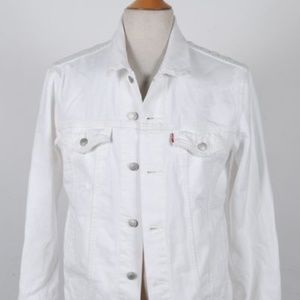 Levi's White Twill Cotton Button Denim Jacket